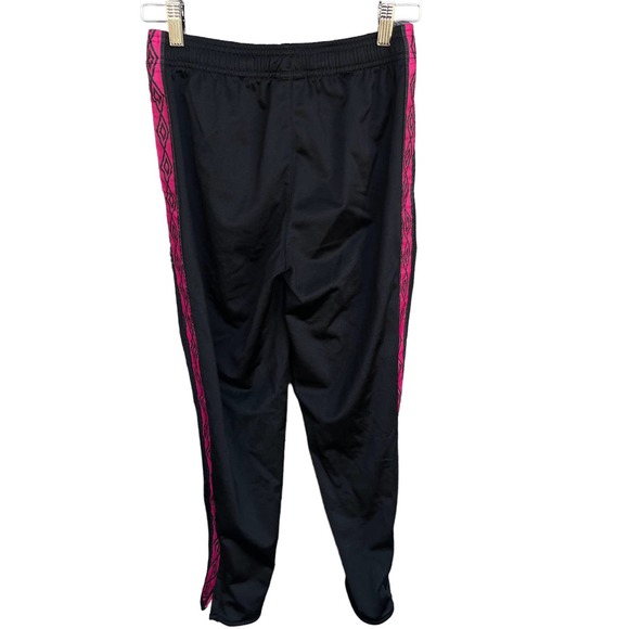 Umbro Track Pants Girls Large 10/12 Black Pink Drawstring Soccer - Picture 1 of 11